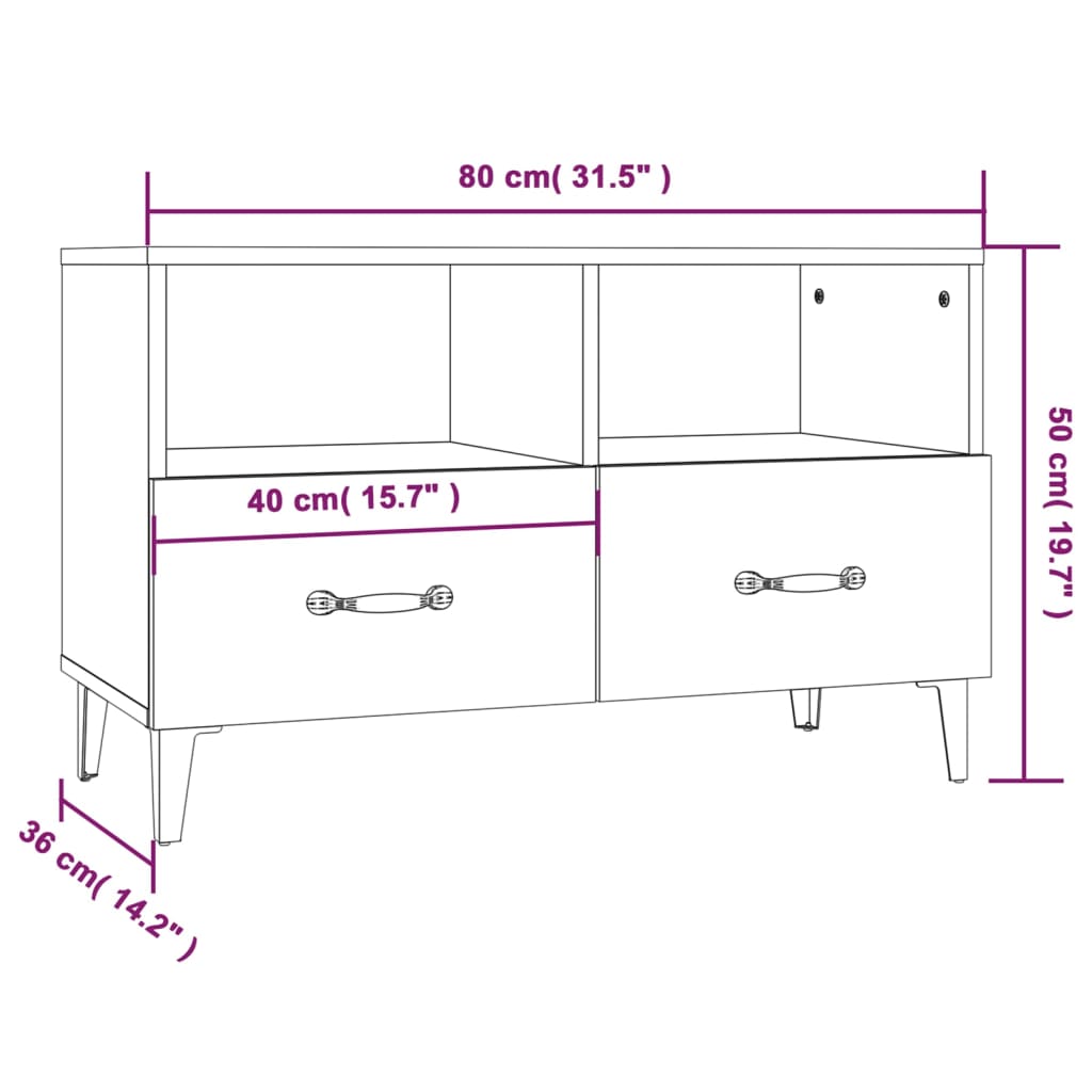 vidaXL Szafka pod TV, biała, wysoki połysk, 80x36x50 cm