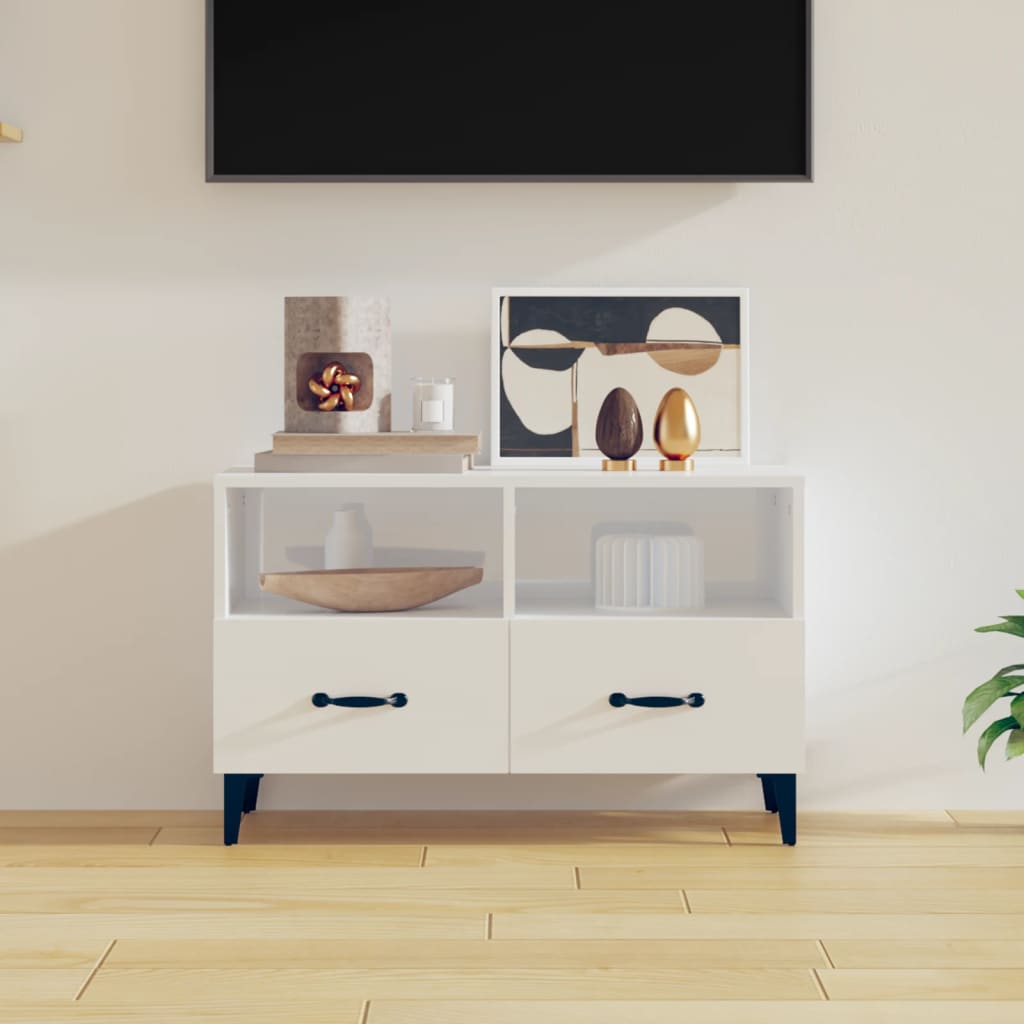 vidaXL Szafka pod TV, biała, wysoki połysk, 80x36x50 cm