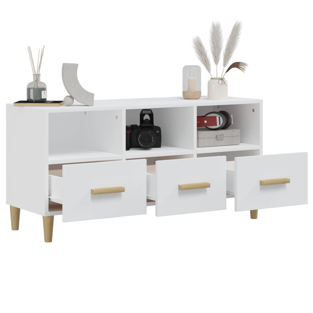 vidaXL Szafka pod TV, biała, 102x36x50 cm, materiał drewnopochodny