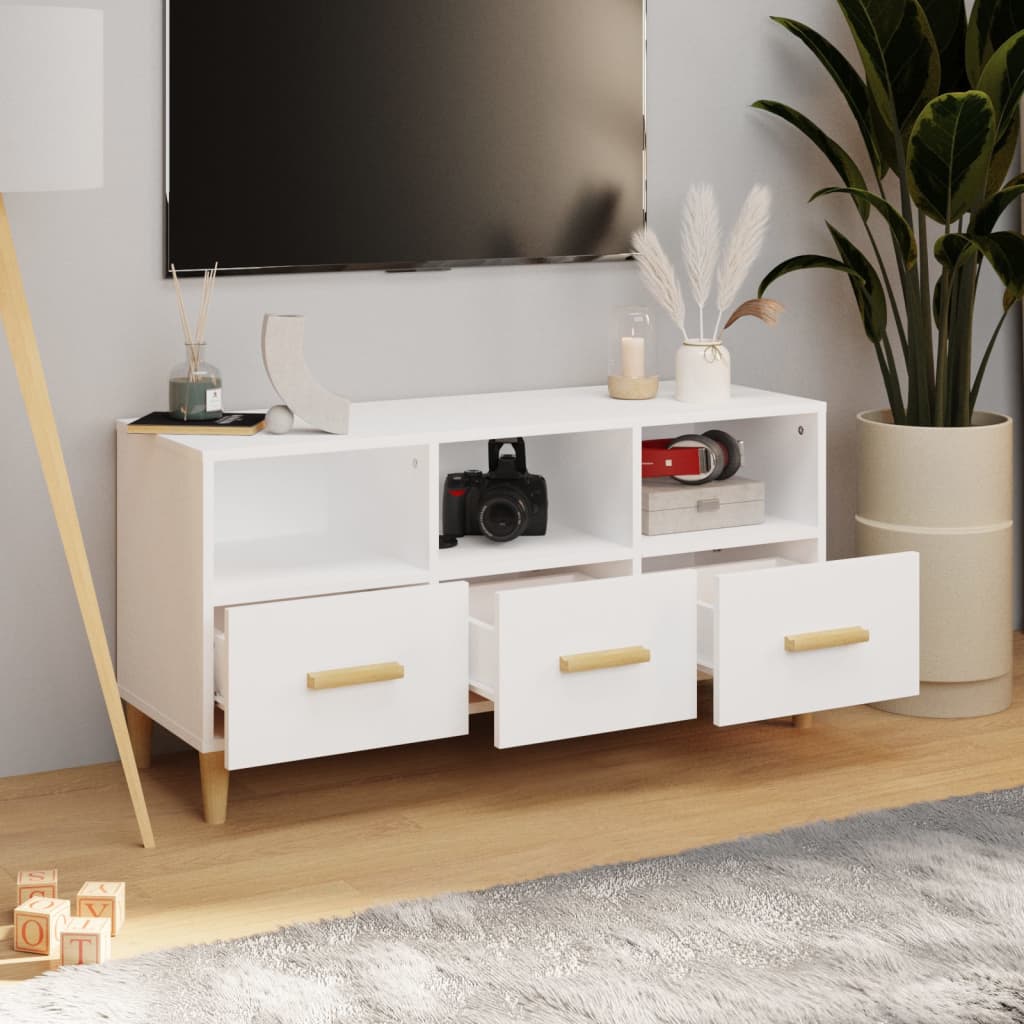 vidaXL Szafka pod TV, biała, wysoki połysk, 102x36x50 cm