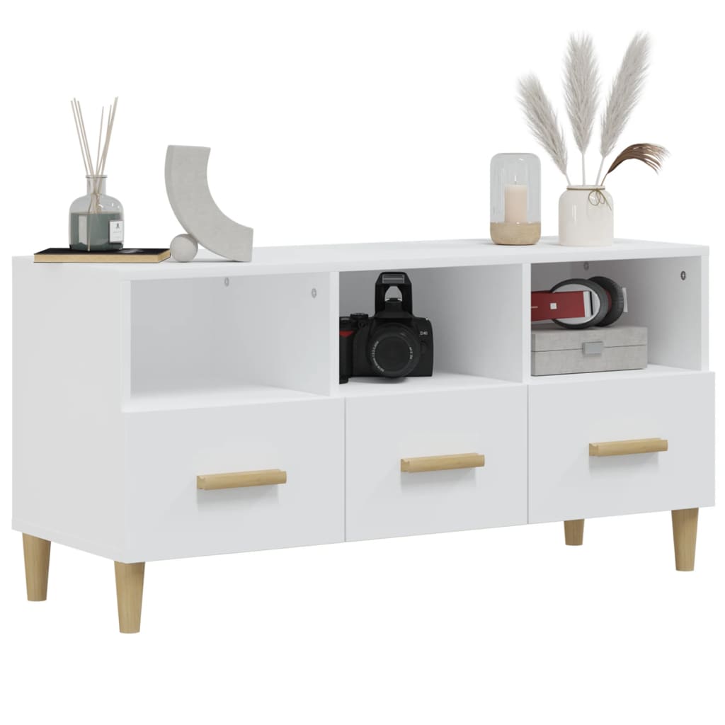vidaXL Szafka pod TV, biała, wysoki połysk, 102x36x50 cm