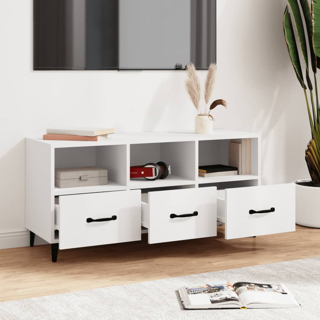 vidaXL Szafka pod TV, biała, 102x35x50 cm, materiał drewnopochodny