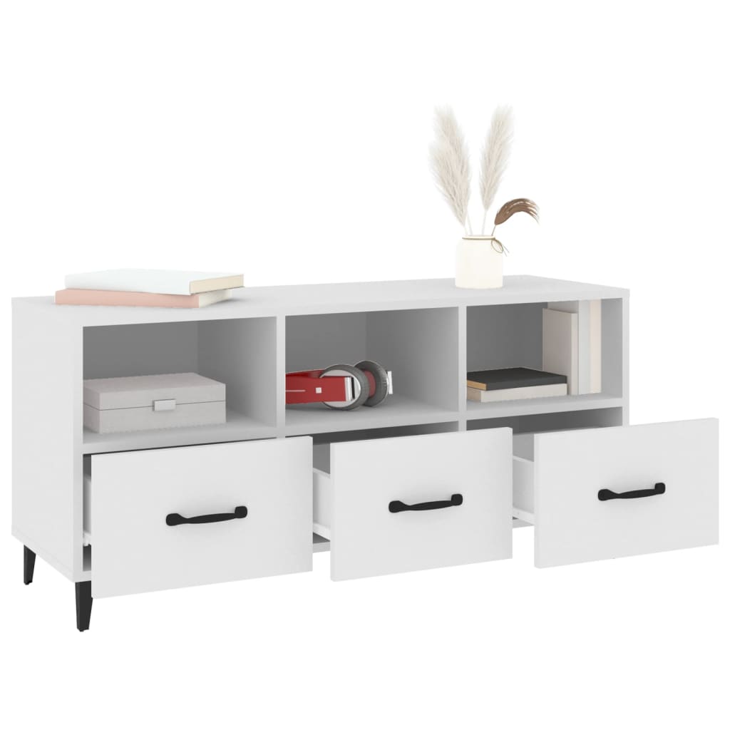 vidaXL Szafka pod TV, biała, 102x35x50 cm, materiał drewnopochodny