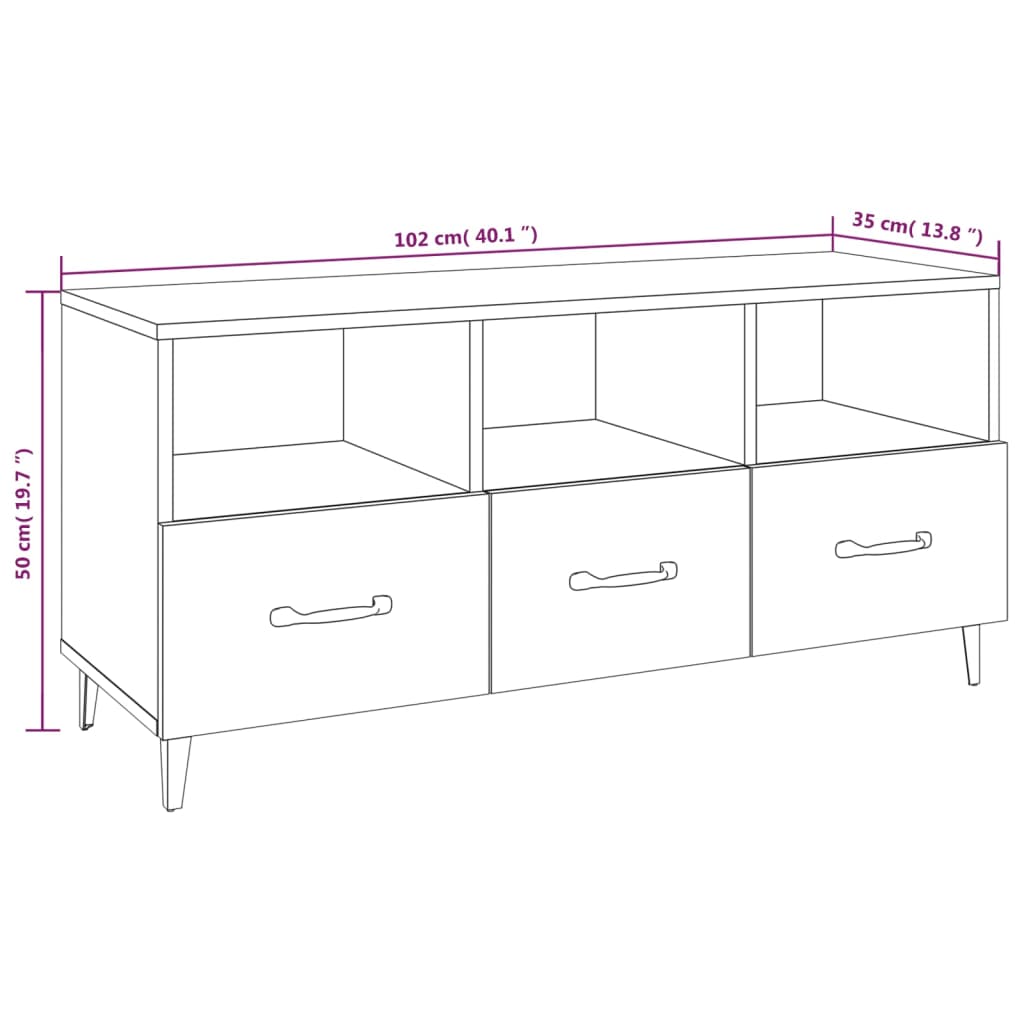 vidaXL Szafka pod TV, biała, 102x35x50 cm, materiał drewnopochodny