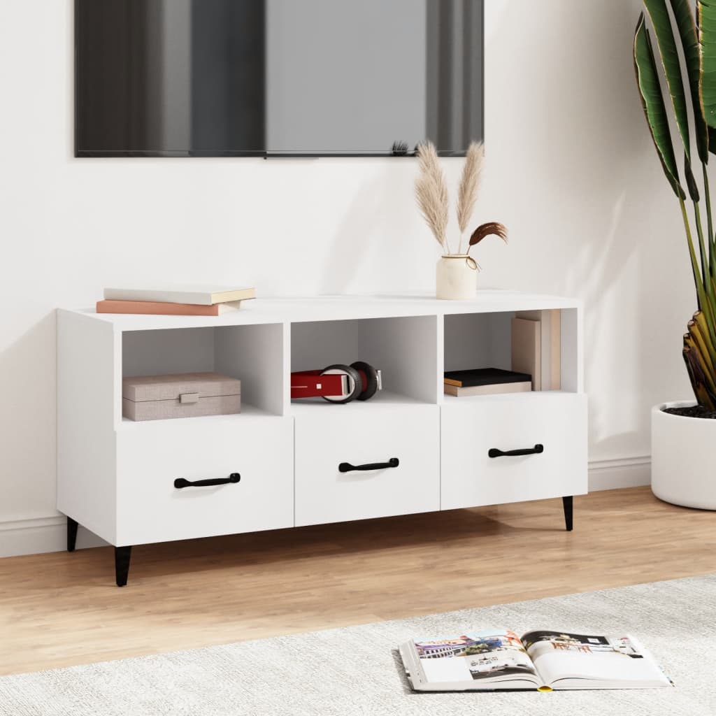 vidaXL Szafka pod TV, biała, 102x35x50 cm, materiał drewnopochodny