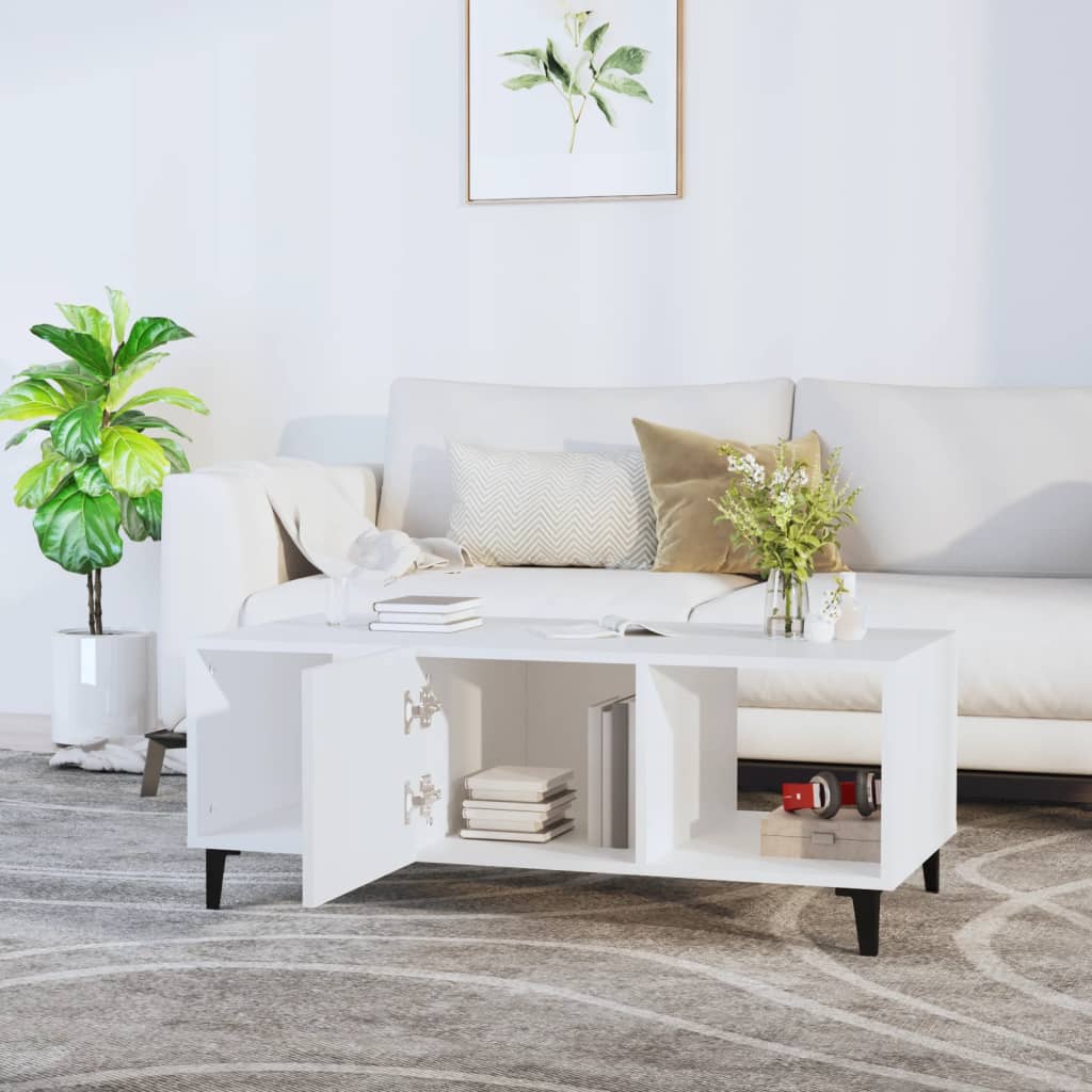 vidaXL Stolik kawowy, biały, 102x50x40 cm, materiał drewnopochodny
