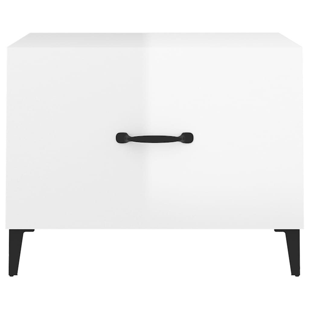 vidaXL Stoliki kawowe, 2 szt. metalowe nogi, białe, połysk 50x50x40 cm