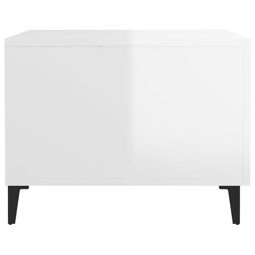 vidaXL Stoliki kawowe, 2 szt. metalowe nogi, białe, połysk 50x50x40 cm