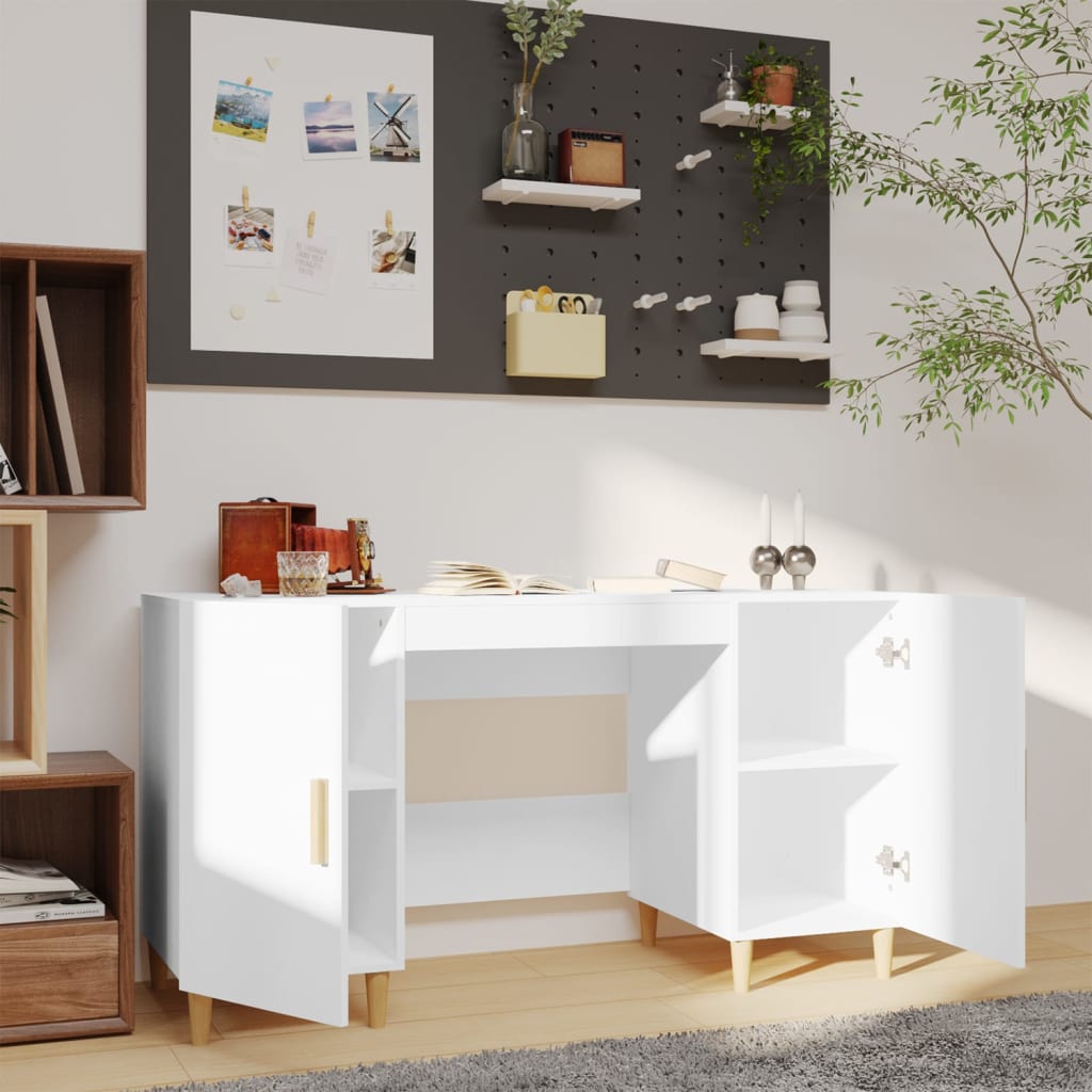 vidaXL Biurko, białe, 140x50x75 cm, materiał drewnopochodny