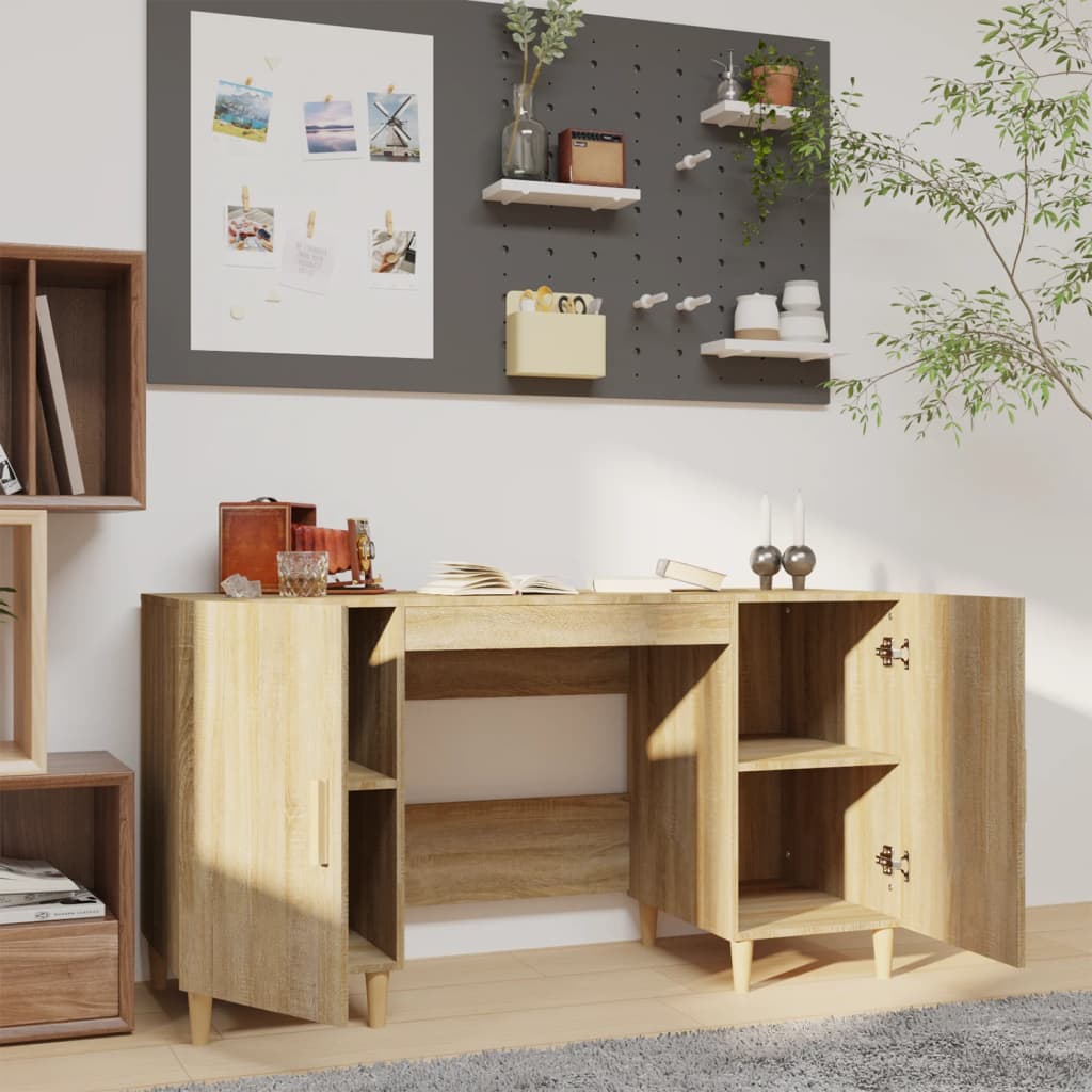 vidaXL Biurko, dąb sonoma, 140x50x75 cm, materiał drewnopochodny