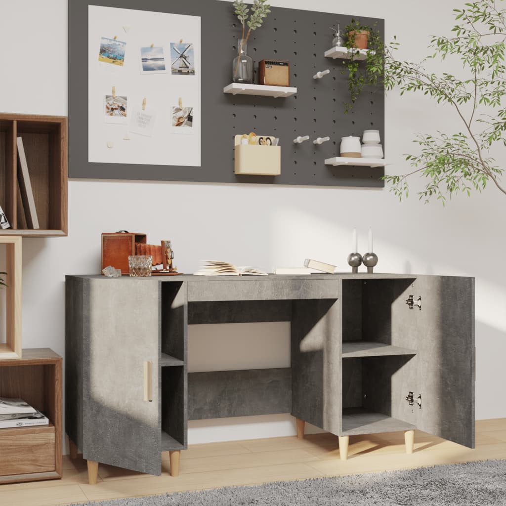 vidaXL Biurko, szarość betonu, 140x50x75 cm, materiał drewnopochodny