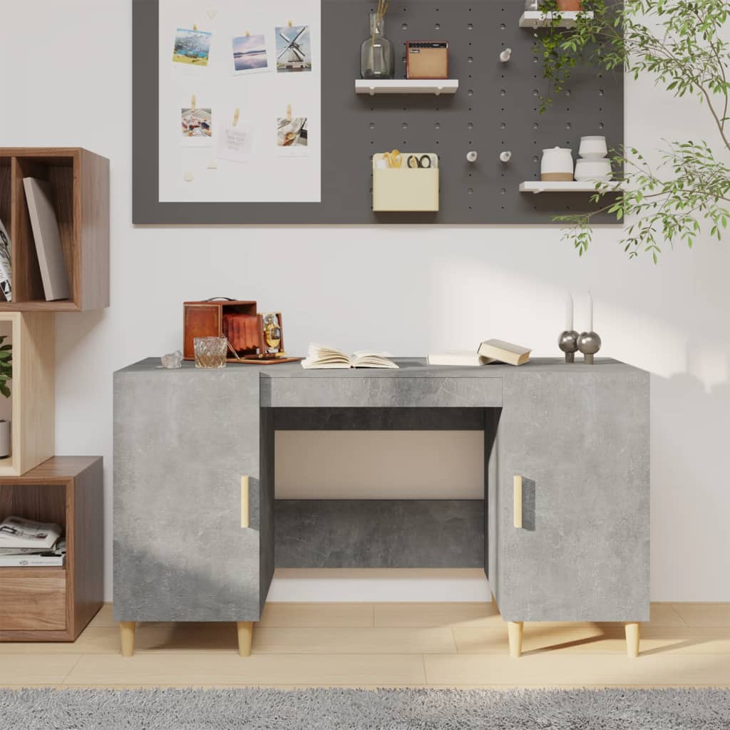 vidaXL Biurko, szarość betonu, 140x50x75 cm, materiał drewnopochodny