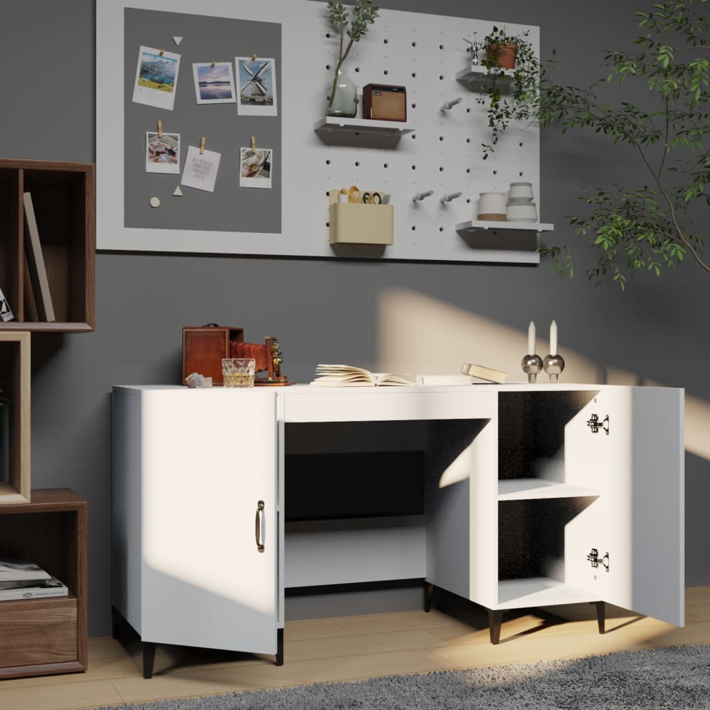 vidaXL Biurko, białe, 140x50x75 cm, materiał drewnopochodny