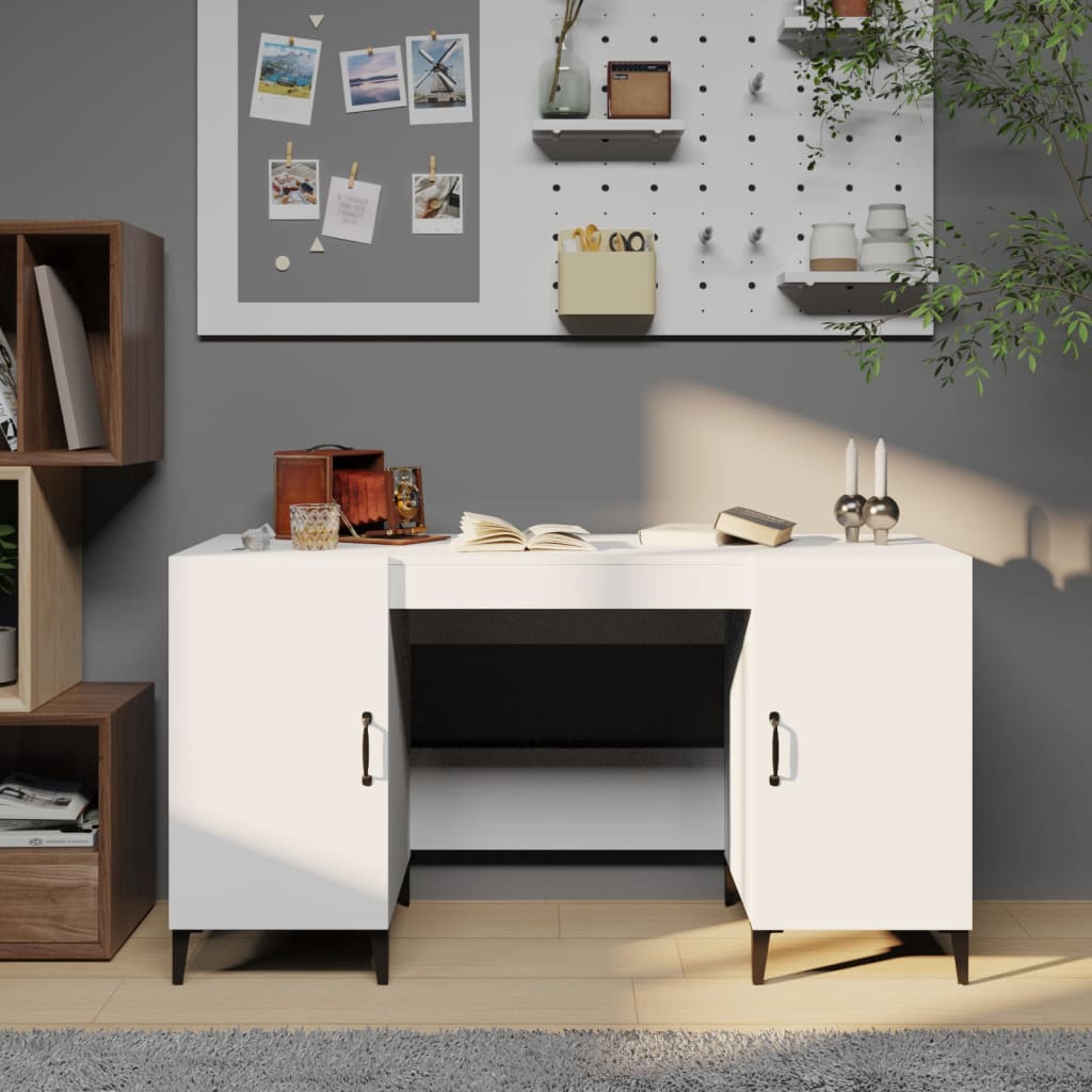 vidaXL Biurko, białe, 140x50x75 cm, materiał drewnopochodny