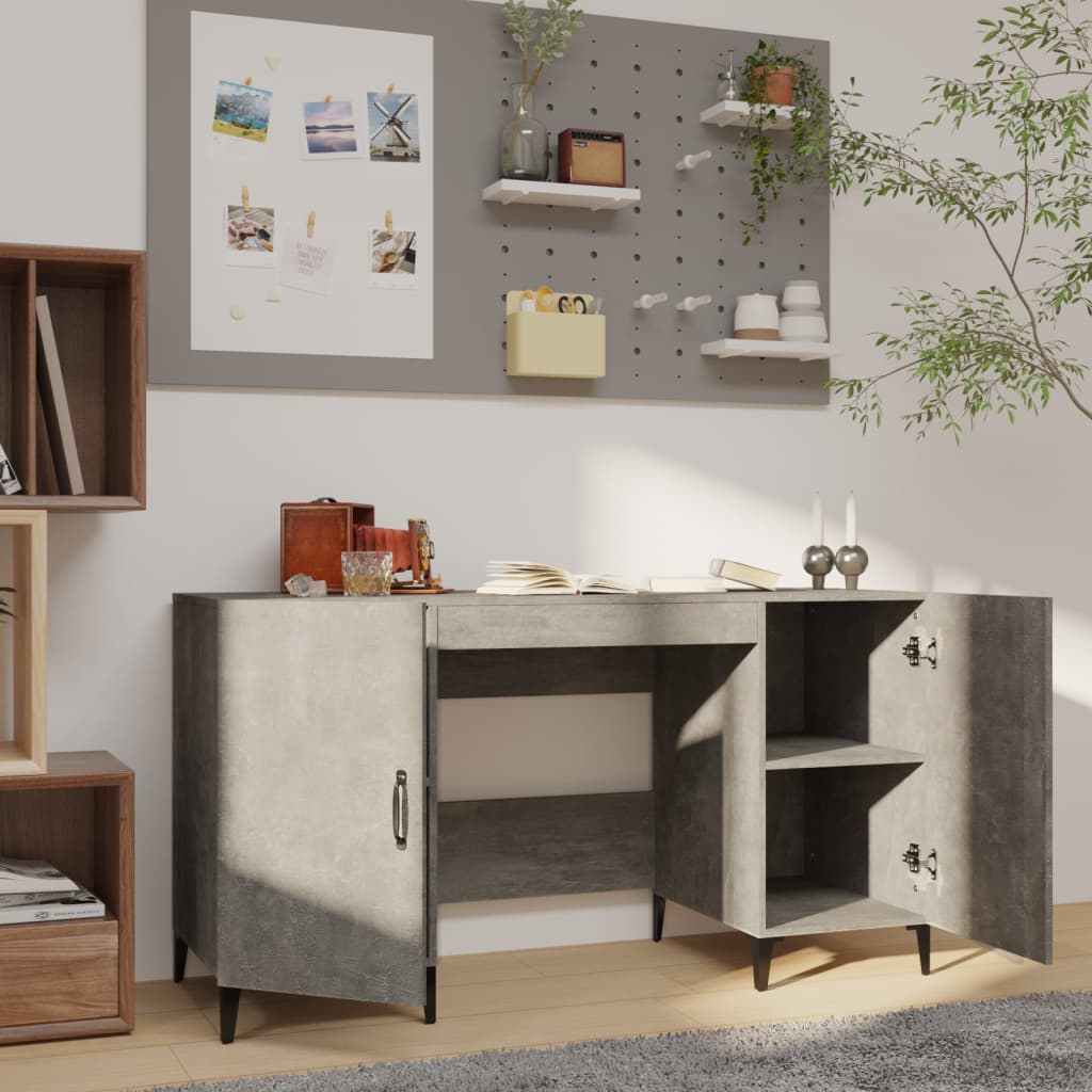 vidaXL Biurko, szarość betonu, 140x50x75 cm, materiał drewnopochodny