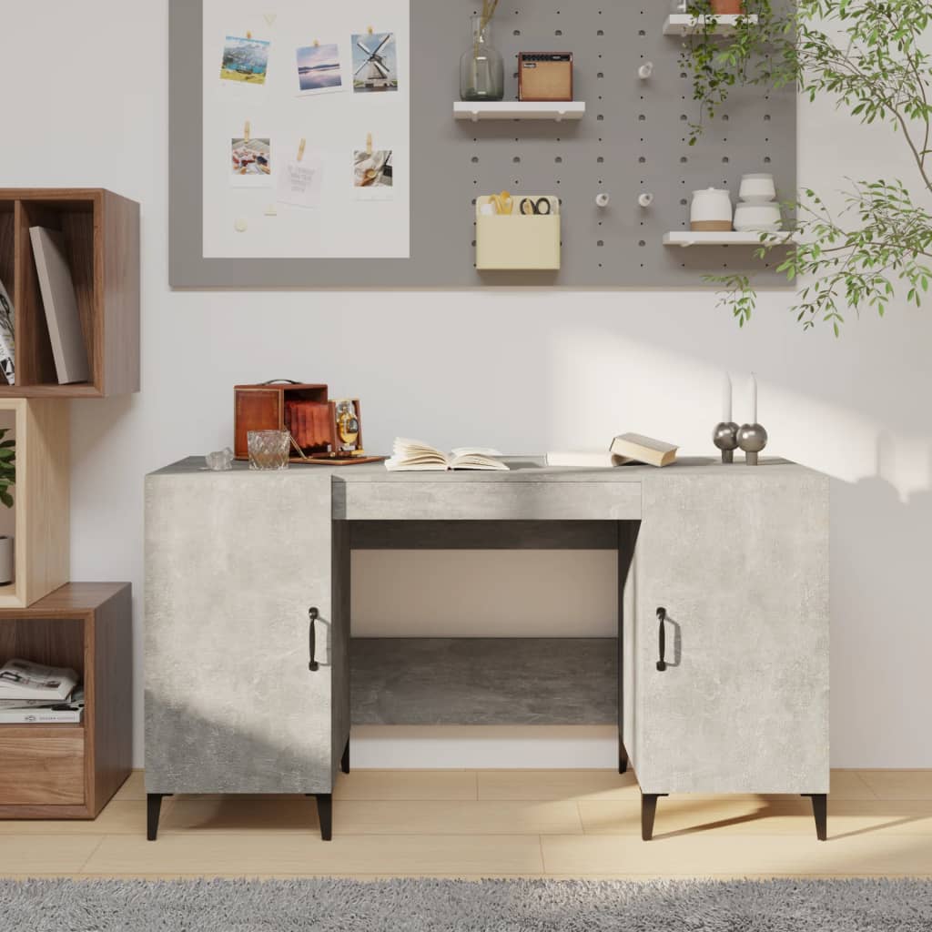vidaXL Biurko, szarość betonu, 140x50x75 cm, materiał drewnopochodny