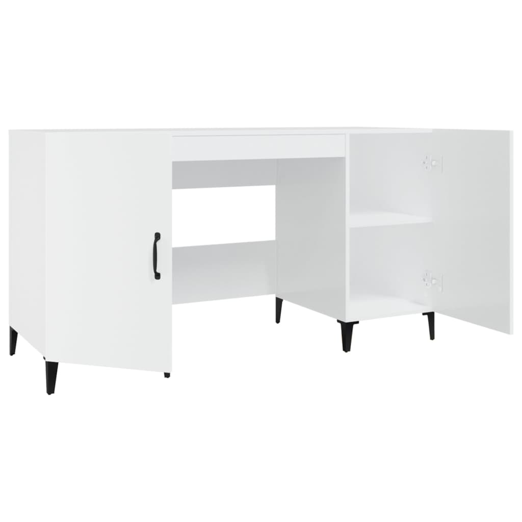 vidaXL Biurko białe z połyskiem, 140x50x75 cm, materiał drewnopochodny