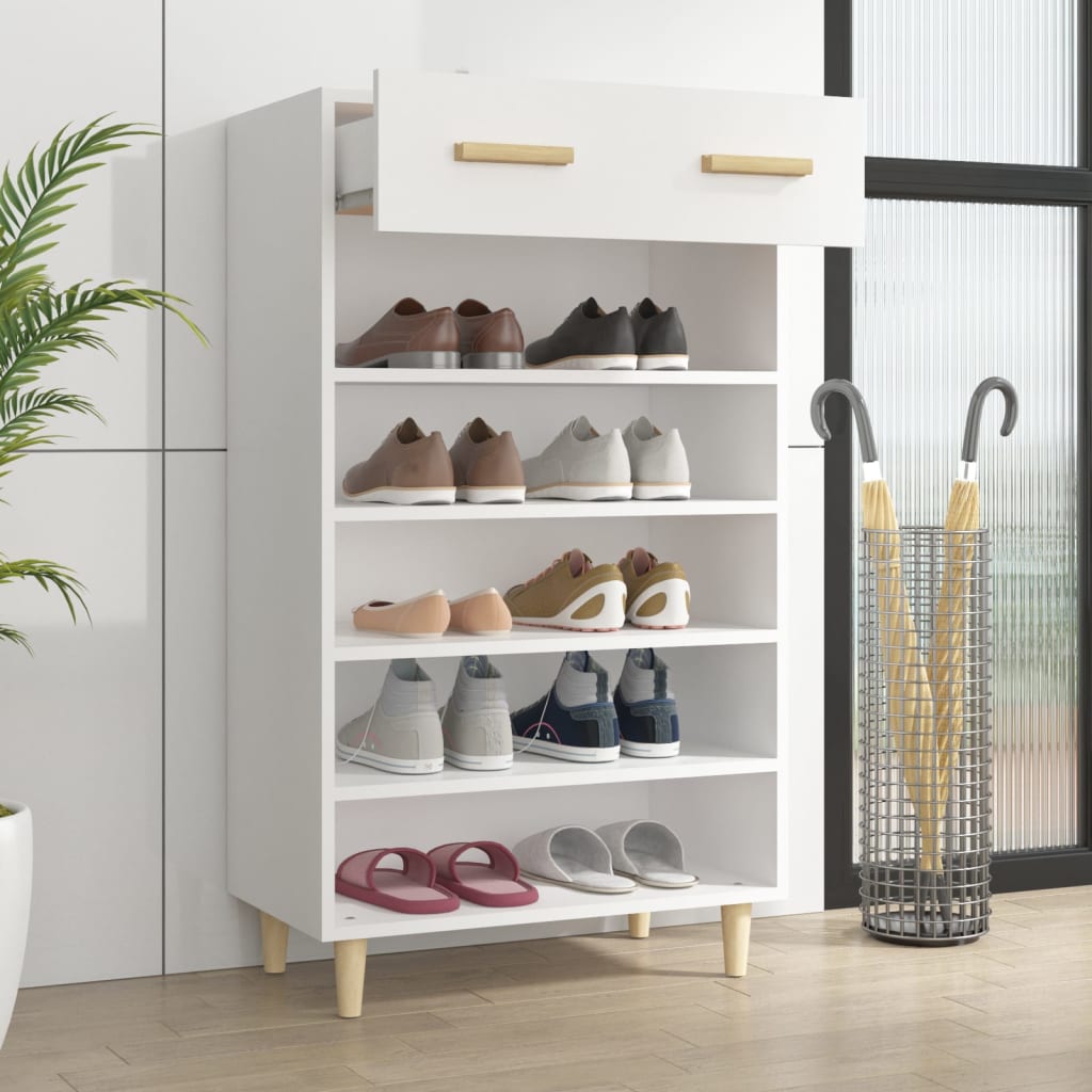 vidaXL Szafka na buty, biała, 60x35x105 cm, materiał drewnopochodny