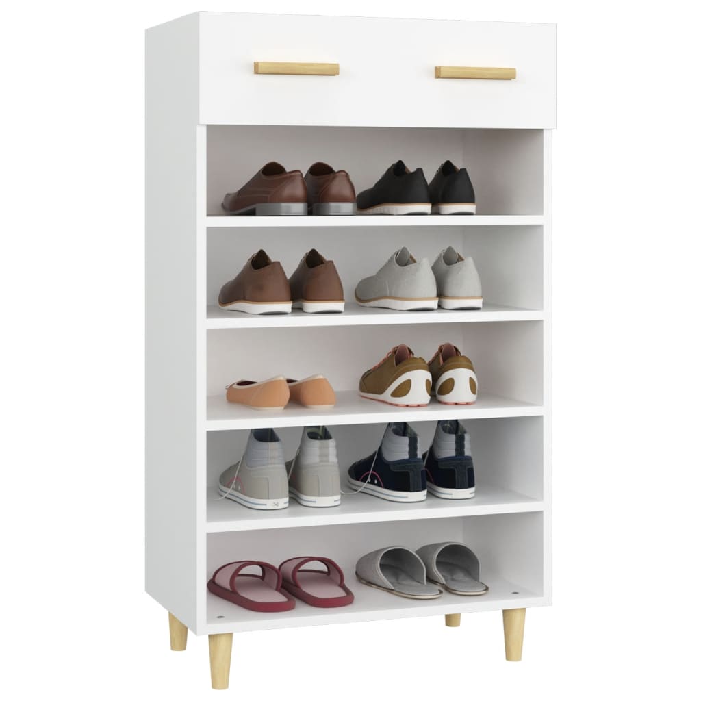vidaXL Szafka na buty, biała, 60x35x105 cm, materiał drewnopochodny