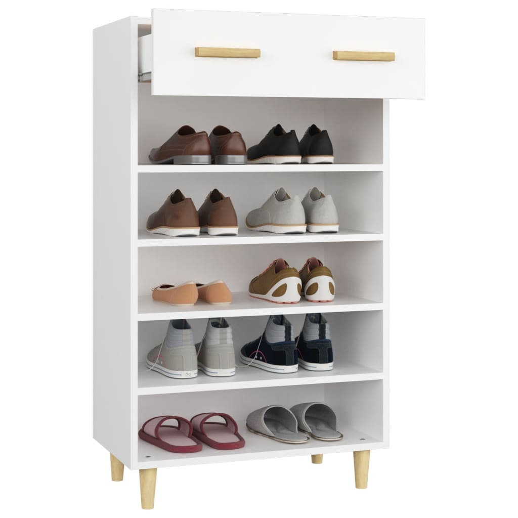 vidaXL Szafka na buty, biała, 60x35x105 cm, materiał drewnopochodny