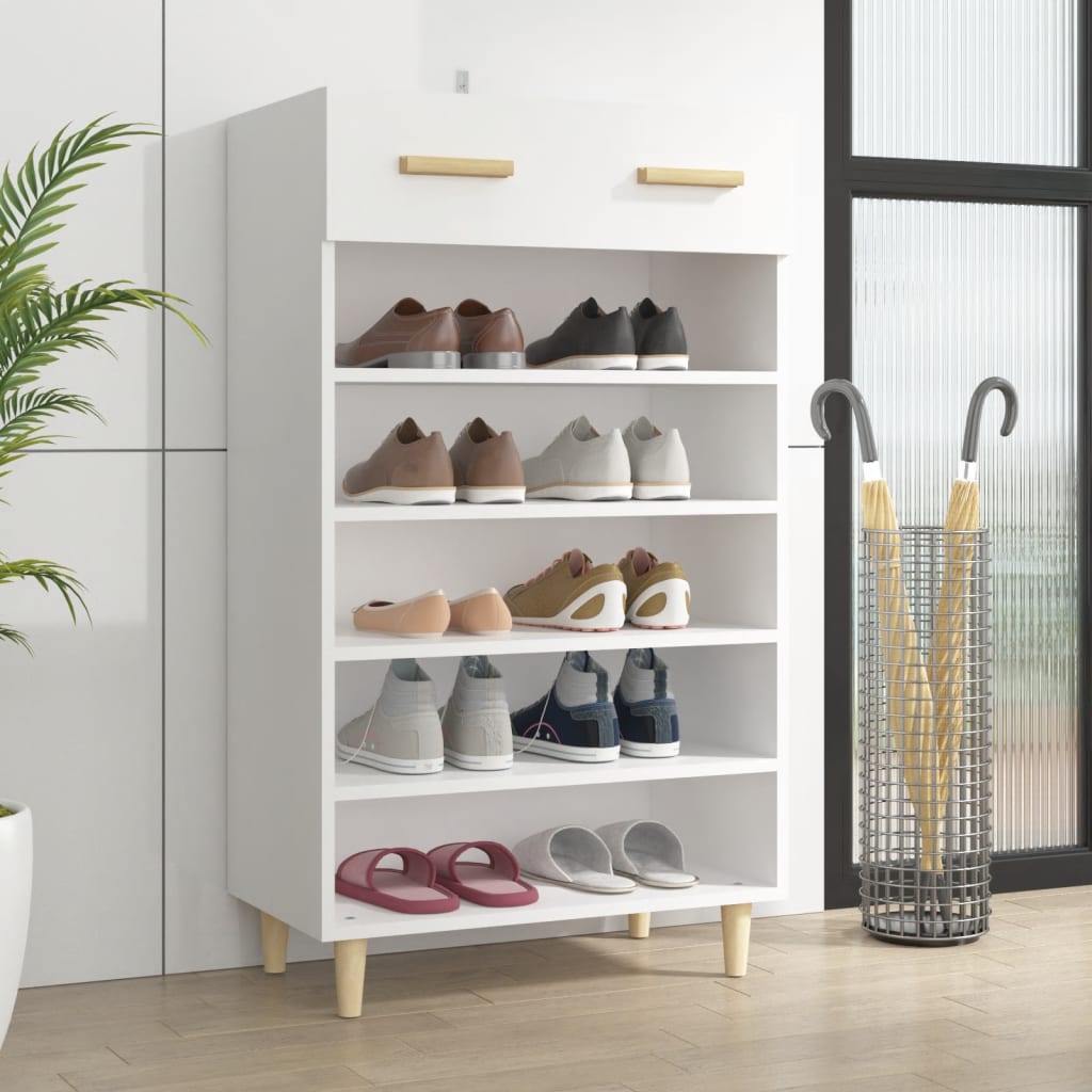 vidaXL Szafka na buty, biała, 60x35x105 cm, materiał drewnopochodny