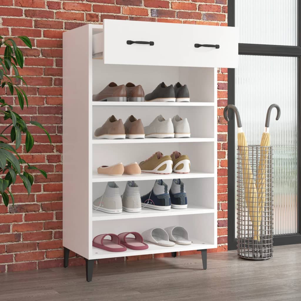 vidaXL Szafka na buty, biała, 60x35x105 cm, materiał drewnopochodny