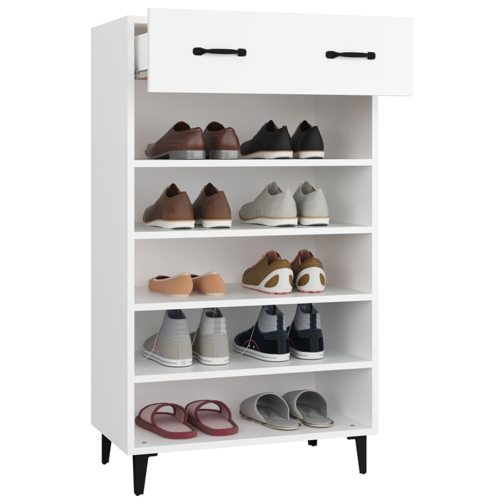 vidaXL Szafka na buty, biała, 60x35x105 cm, materiał drewnopochodny