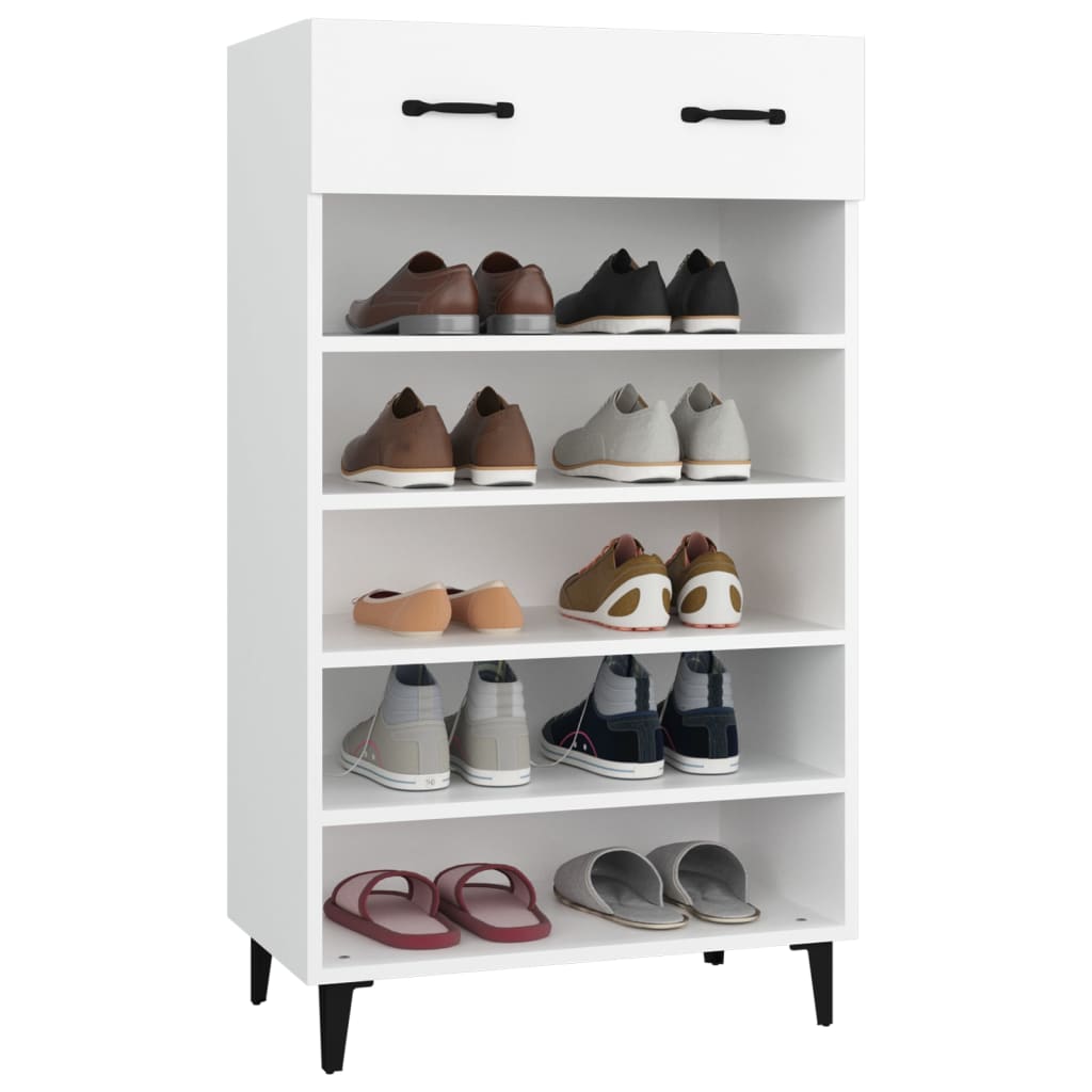 vidaXL Szafka na buty, biała, 60x35x105 cm, materiał drewnopochodny