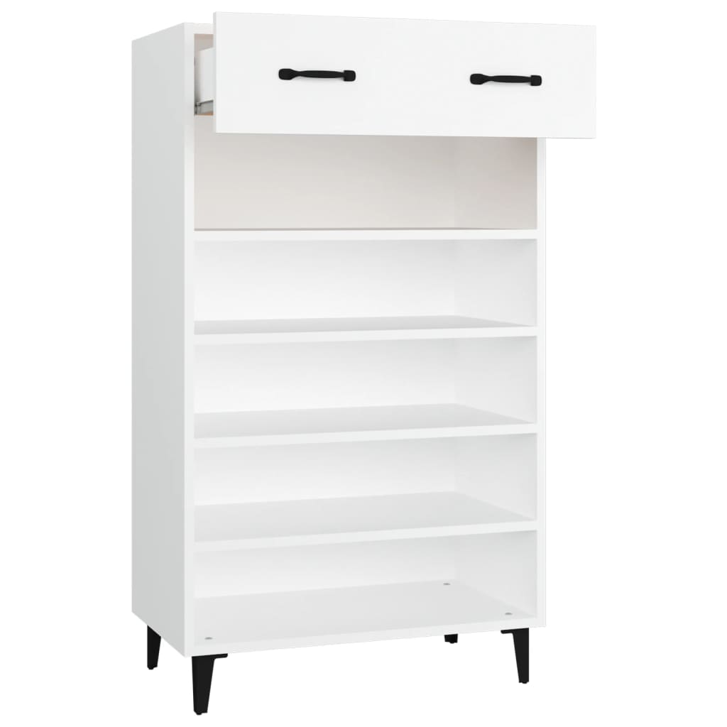 vidaXL Szafka na buty, biała, 60x35x105 cm, materiał drewnopochodny