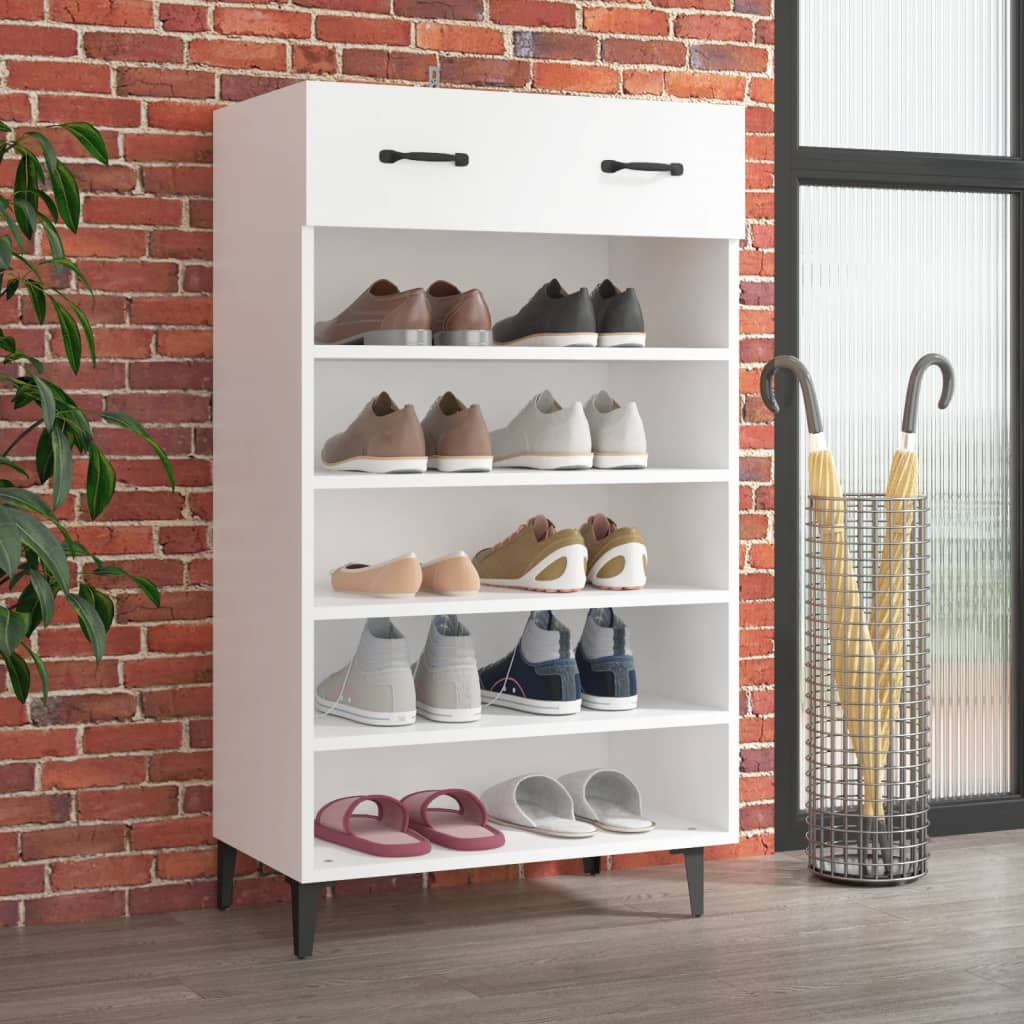 vidaXL Szafka na buty, biała, 60x35x105 cm, materiał drewnopochodny