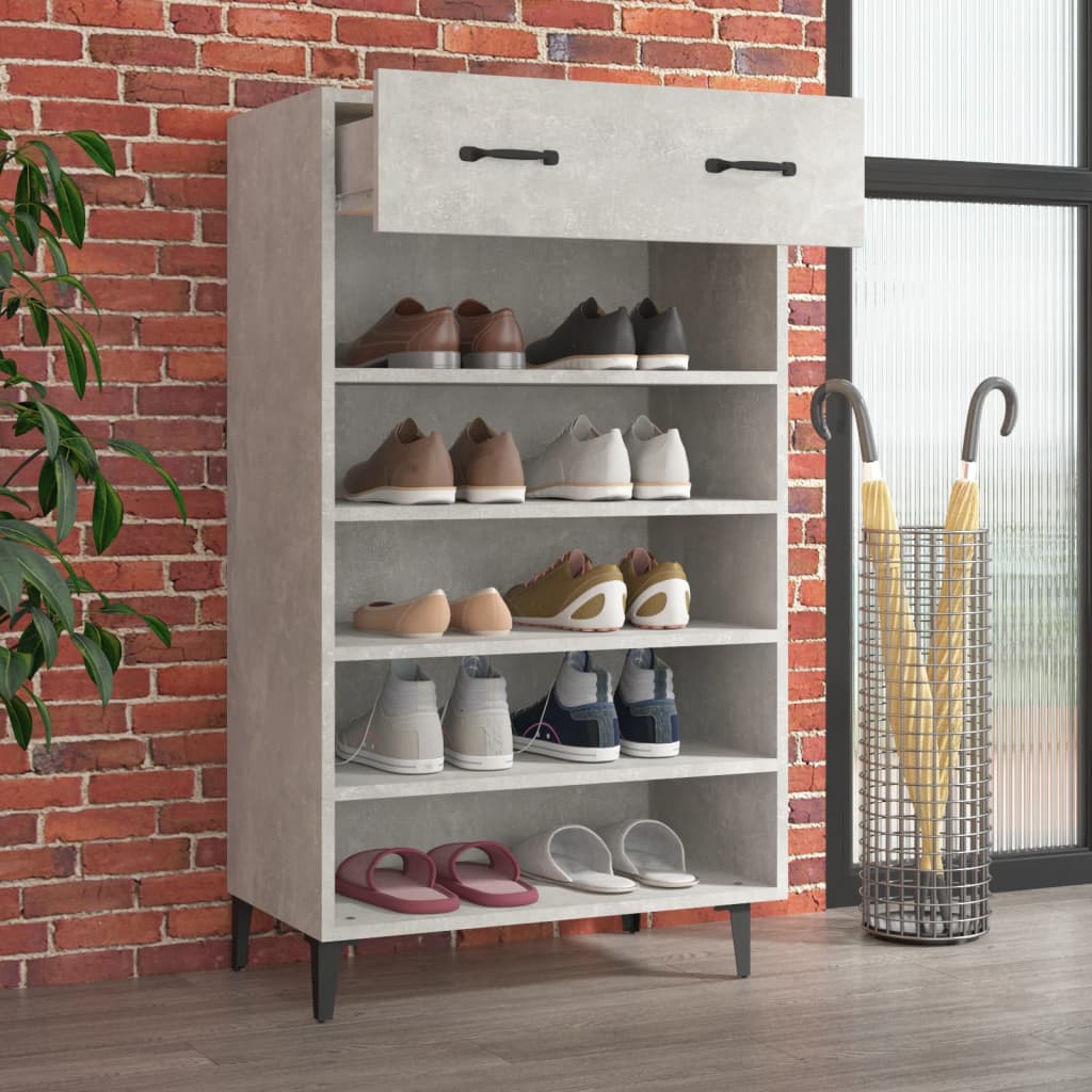 vidaXL Szafka na buty, szarość betonu, 60x35x105 cm