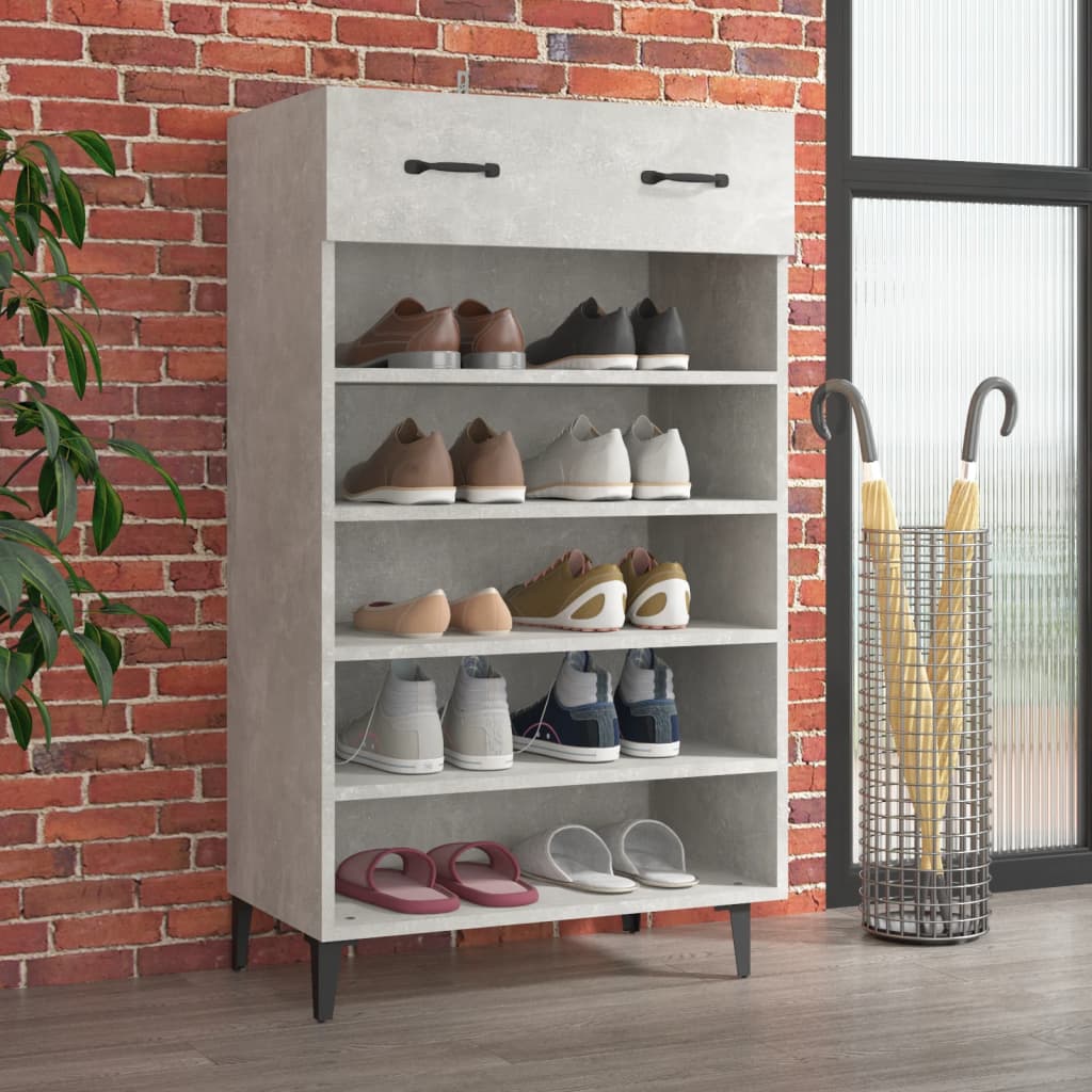 vidaXL Szafka na buty, szarość betonu, 60x35x105 cm