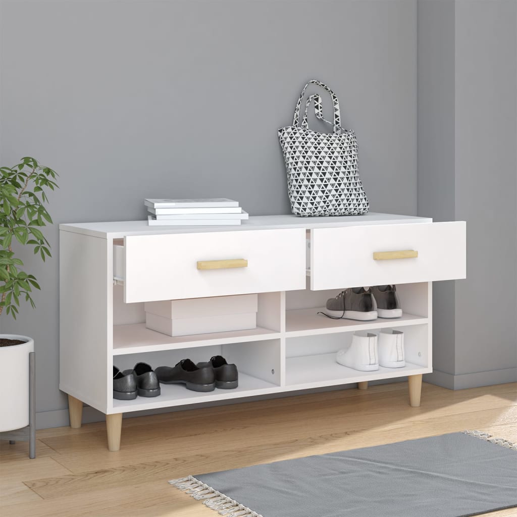 vidaXL Szafka na buty, biała, 102x35x55 cm, materiał drewnopochodny