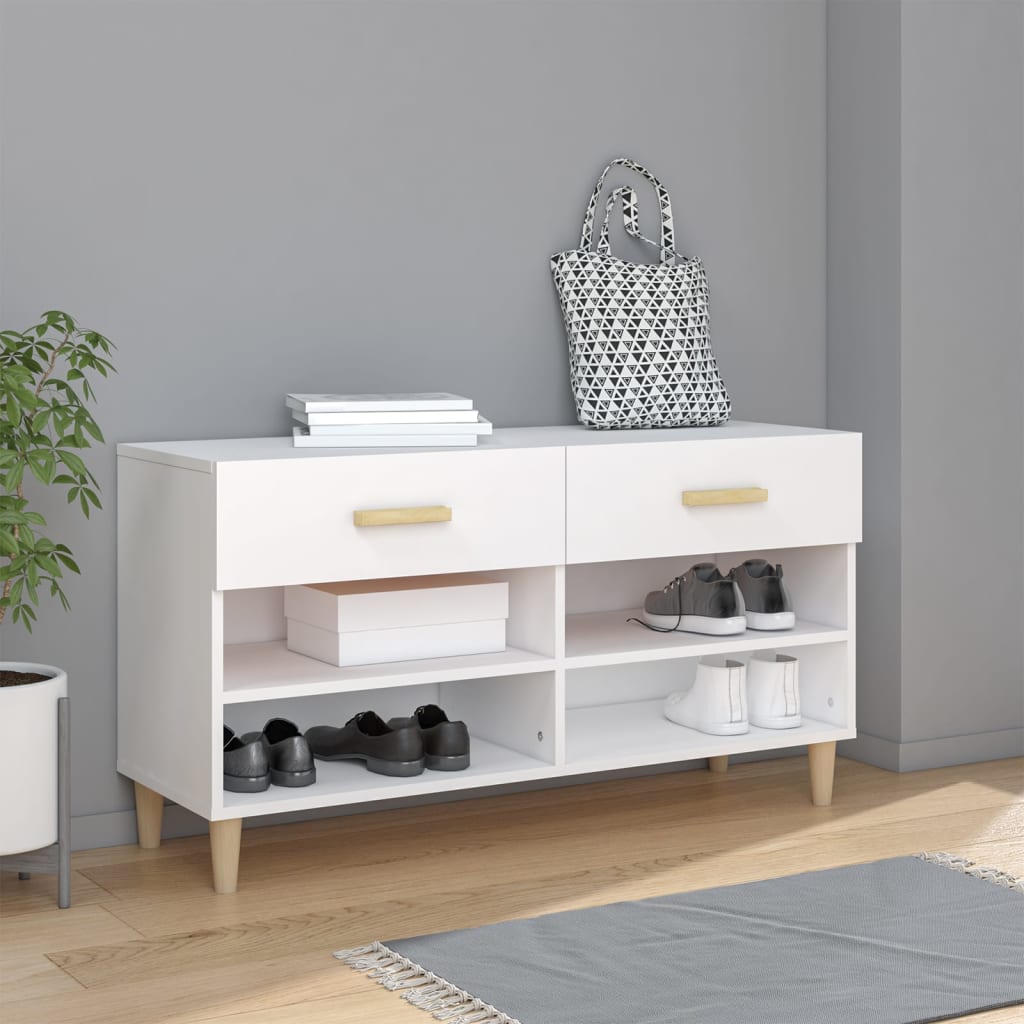 vidaXL Szafka na buty, biała, 102x35x55 cm, materiał drewnopochodny