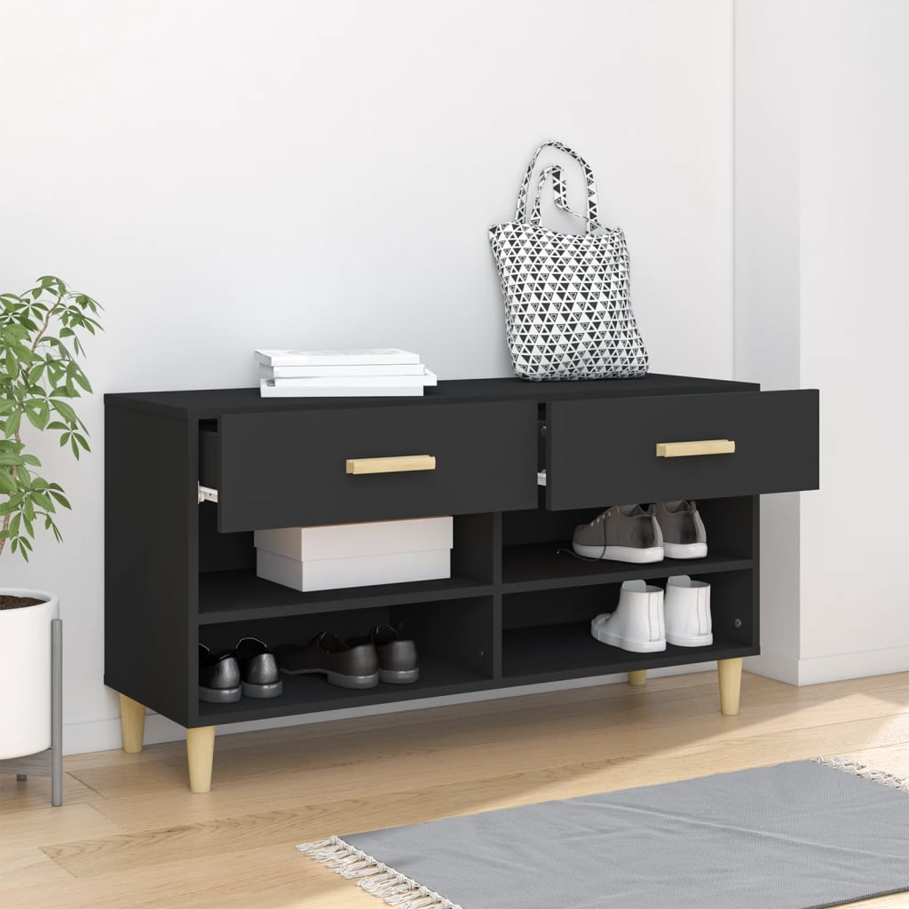 vidaXL Szafka na buty, czarna, 102x35x55 cm, materiał drewnopochodny