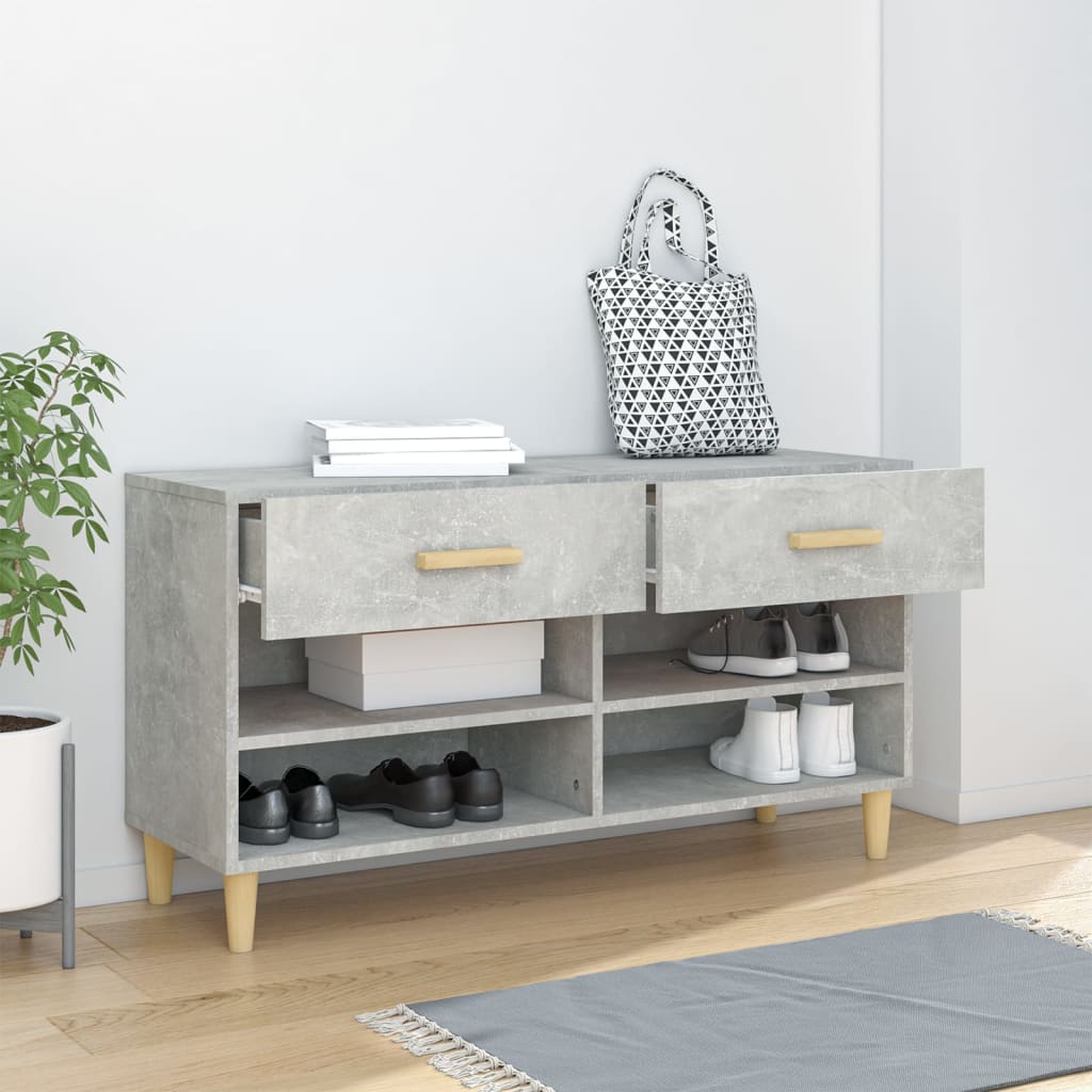 vidaXL Szafka na buty, szarość betonu, 102x35x55 cm