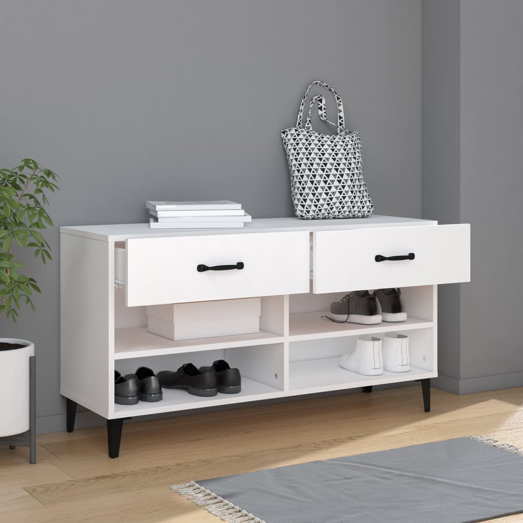 vidaXL Szafka na buty, biała, 102x35x55 cm, materiał drewnopochodny