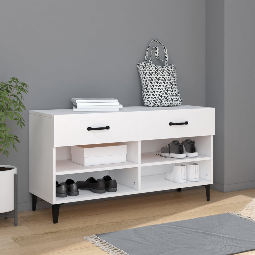 vidaXL Szafka na buty, biała, 102x35x55 cm, materiał drewnopochodny