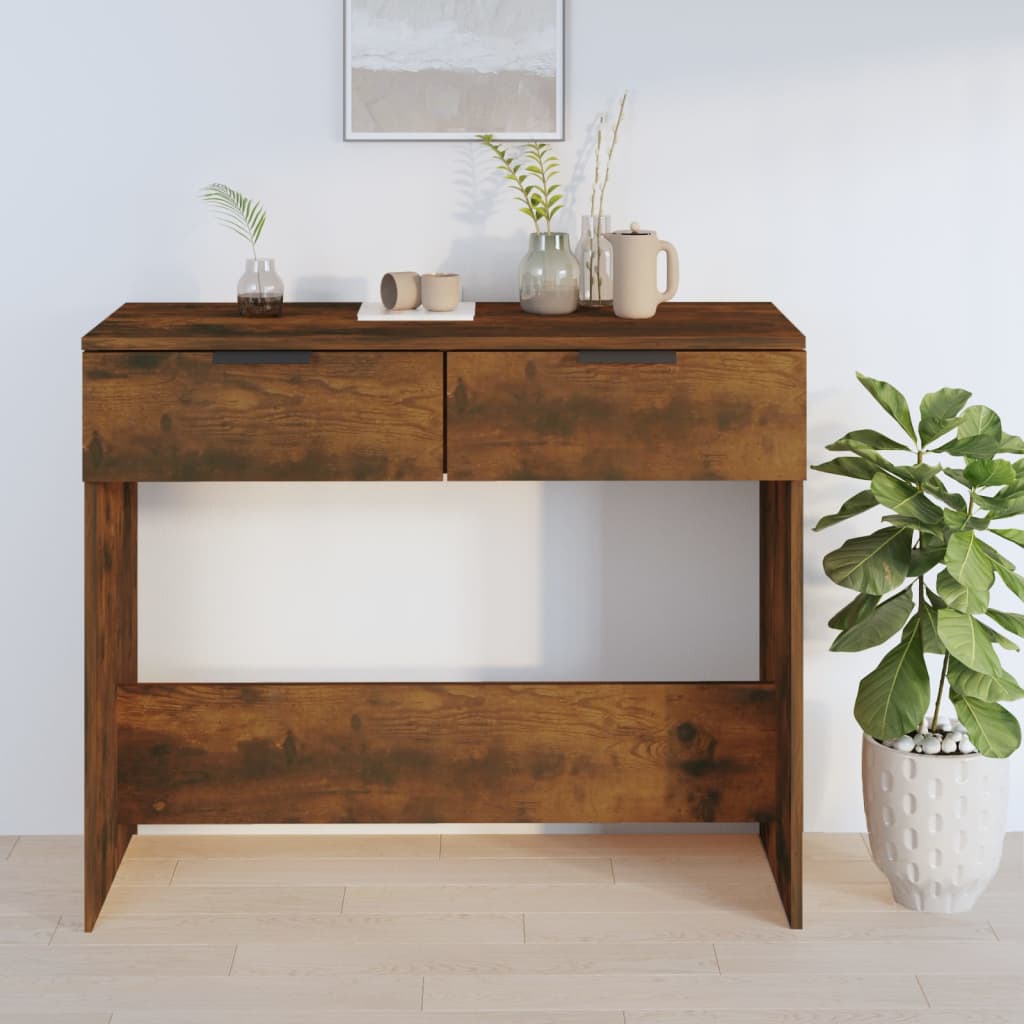 vidaXL Stolik konsolowy, przydymiony dąb, 90x36x75 cm