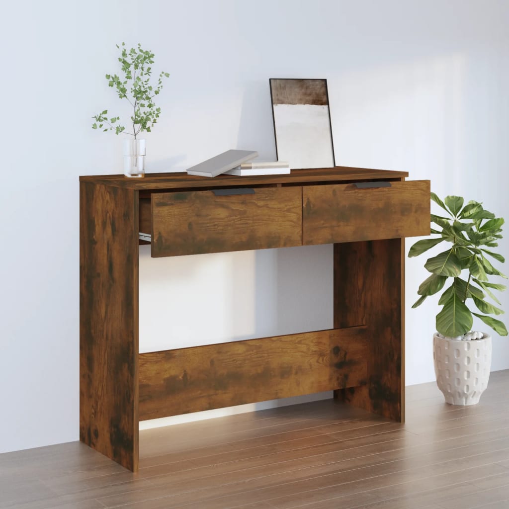 vidaXL Stolik konsolowy, przydymiony dąb, 90x36x75 cm