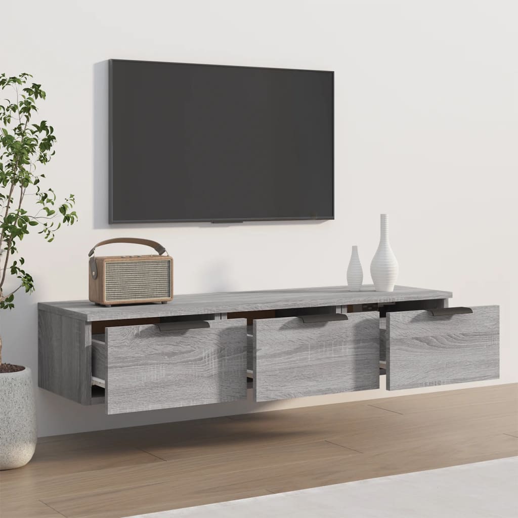vidaXL Szafka ścienna, szary dąb sonoma, 102x30x20 cm