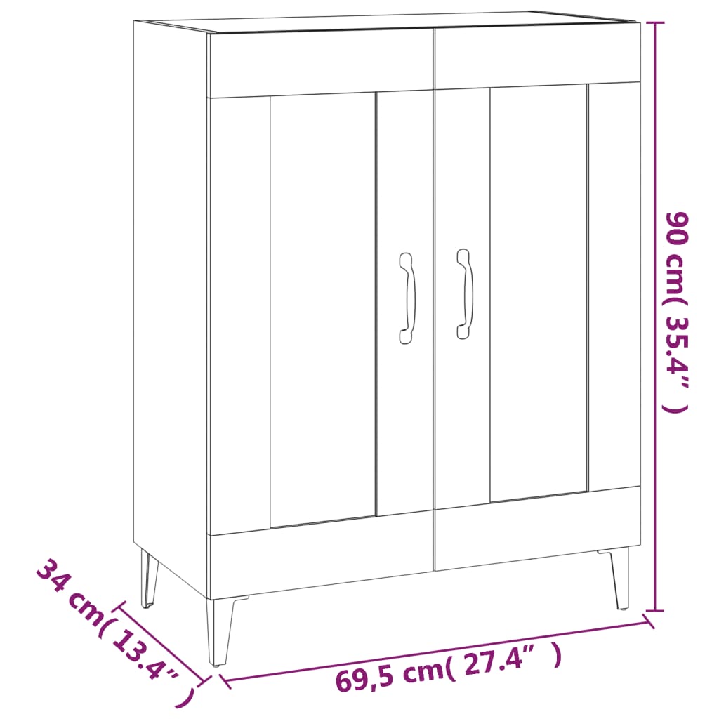 vidaXL Szafka, przydymiony dąb, 69,5x34x90 cm, materiał drewnopochodny