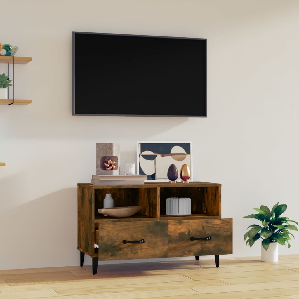 vidaXL Szafka pod telewizor, przydymiony dąb, 80x36x50 cm