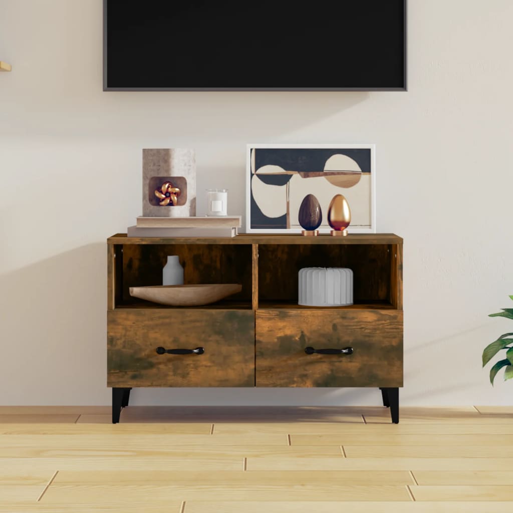 vidaXL Szafka pod telewizor, przydymiony dąb, 80x36x50 cm