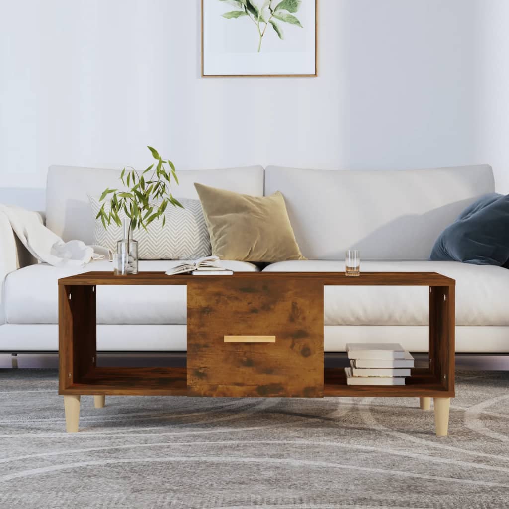 vidaXL Stolik kawowy, przydymiony dąb, 102x50x40 cm
