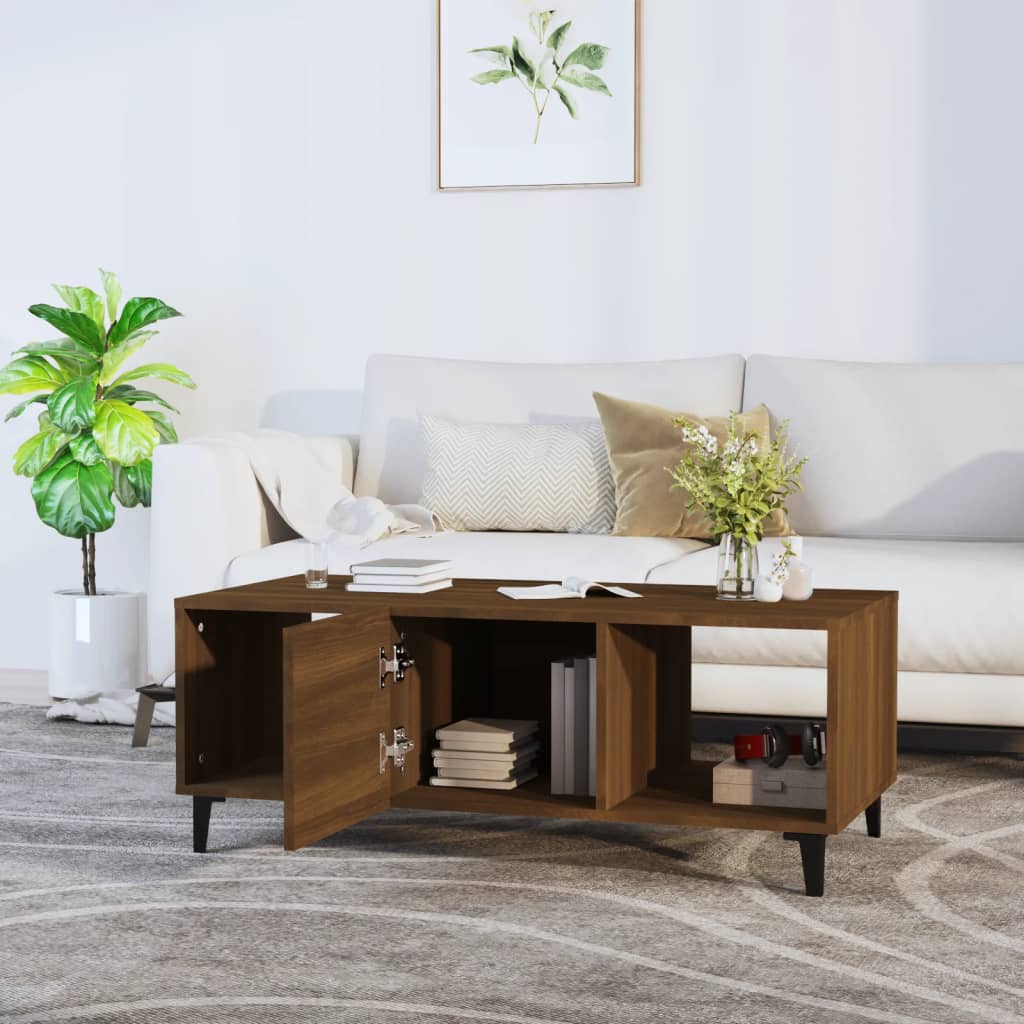 vidaXL Stolik kawowy, brązowy dąb 102x50x40 cm materiał drewnopochodny