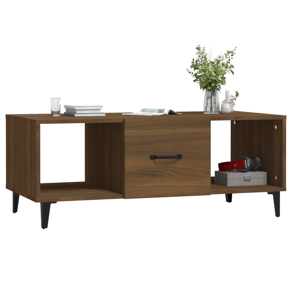 vidaXL Stolik kawowy, brązowy dąb 102x50x40 cm materiał drewnopochodny