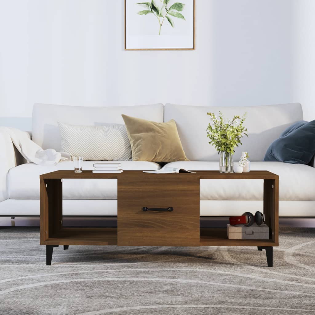 vidaXL Stolik kawowy, brązowy dąb 102x50x40 cm materiał drewnopochodny