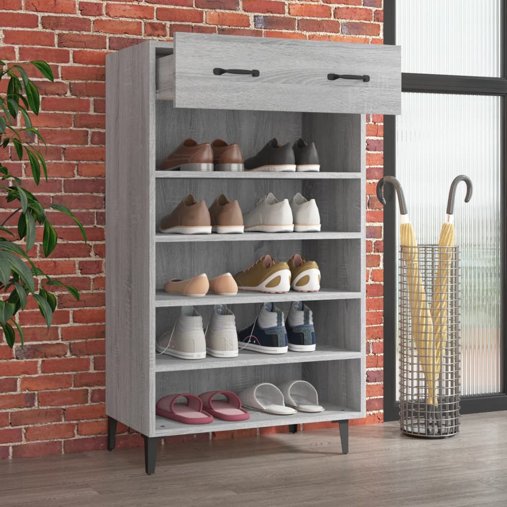 vidaXL Szafka na buty, szary dąb sonoma, 60x35x105 cm