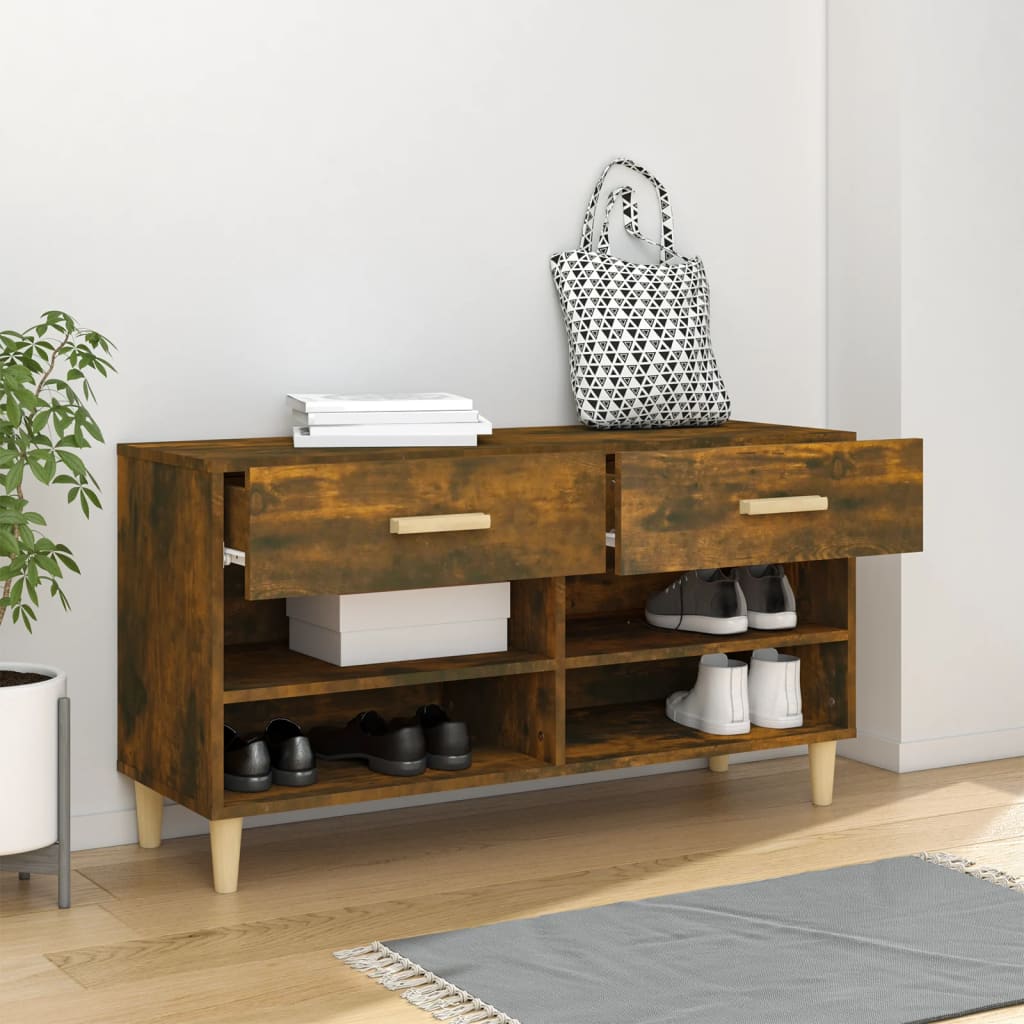 vidaXL Szafka na buty, przydymiony dąb, 102x35x55 cm